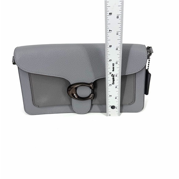 ✨Coach Tabby Pebbled Gray Granite Colorblock Shoulder Crossbody Bag Excellent - Picture 8 of 16